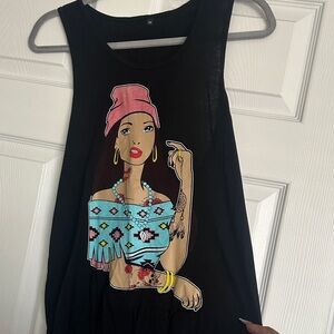 Black Graphic Tank Top